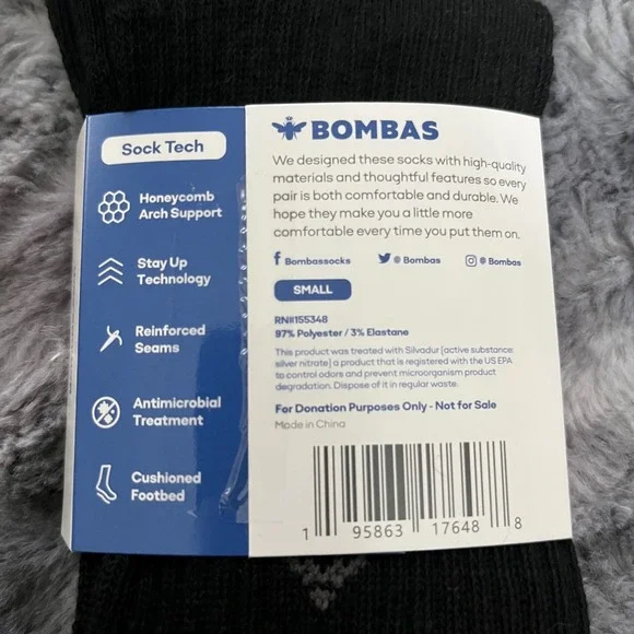 NEW 4 pack Bombas Socks Black Bee Logo Honeycomb Arch Support Size S Small - Picture 3 of 5